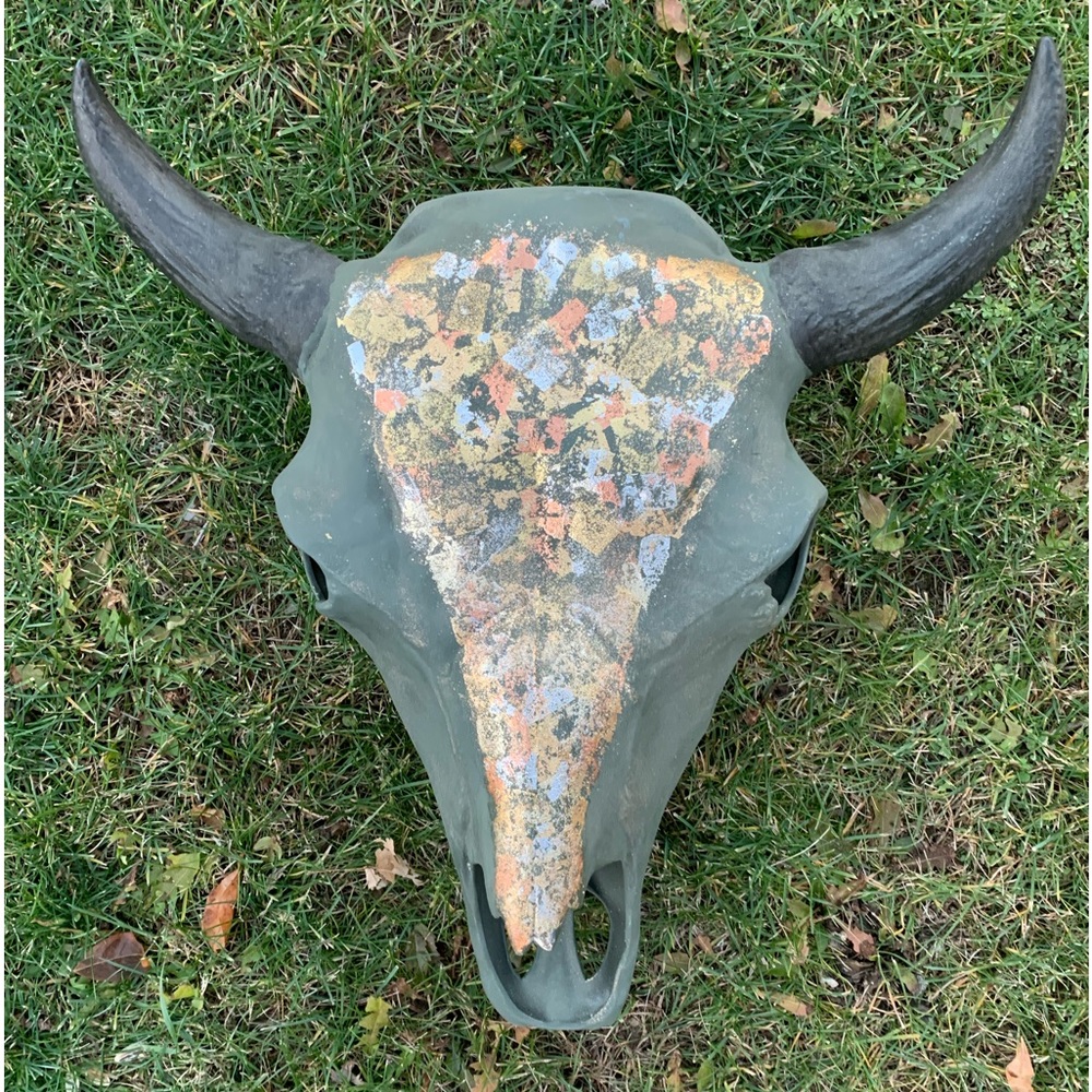 Ceramic hand painted Buffalo skull